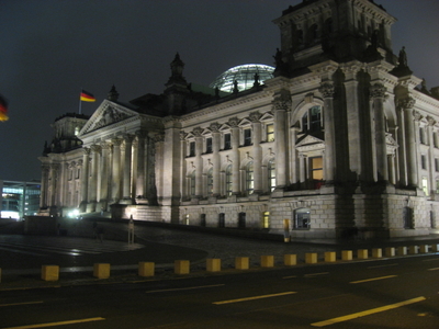 View of the west portal of the Reichstag Building in Berlin.